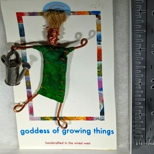 Christine Olmsted Goddess of Growing Things Copper Wire Mixed Medis Brooch